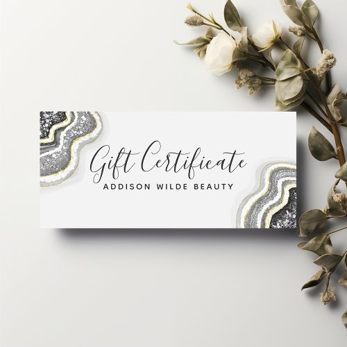 Black And White Glitter Agate Gift Certificate