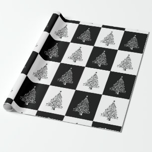 Black and White Glitter Christmas Wrapping Paper