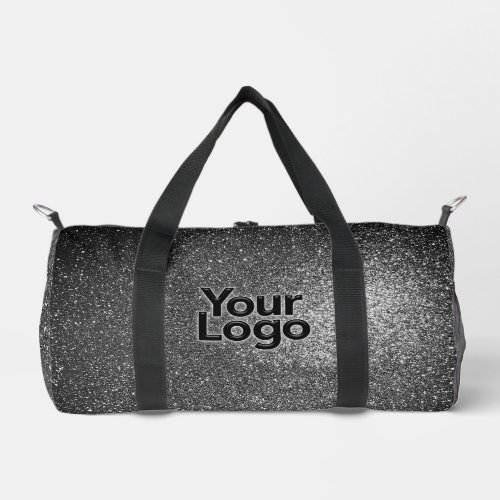 Black and White Glitter Luxury Business Logo  Duffle Bag