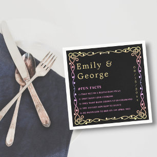 Black And White Glow Neon Frame Floral Wedding Napkins