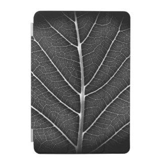Black and white glowing leaf close-up iPad mini cover