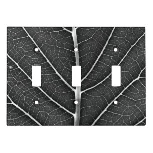 Black and White Glowing Leaf Close-Up Light Switch Cover