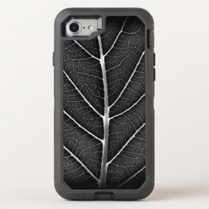 Black and White Glowing Leaf Close-Up OtterBox Defender iPhone SE/8/7 Case