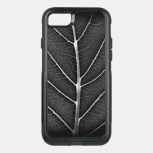 Black and white glowing leaf close-up OtterBox commuter iPhone SE/8/7 case