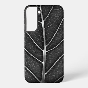 Black and white glowing leaf close-up samsung galaxy s22+ case