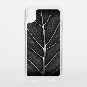 Black and white glowing leaf close-up speck iPhone XS max case