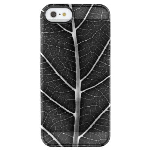 Black and white glowing leaf close-up clear iPhone SE/5/5s case