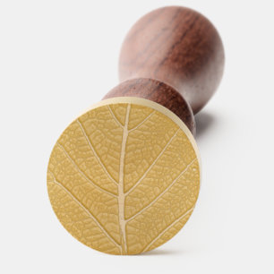 Black and White Glowing Leaf Close-Up Wax Seal Stamp