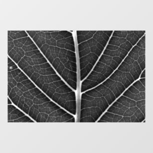 Black and white glowing leaf close-up window cling