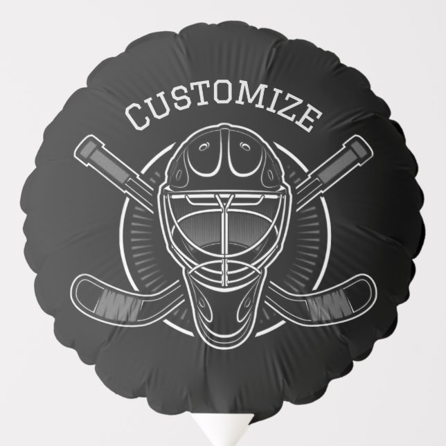 Black And White Goalie Mask Balloon (Front)