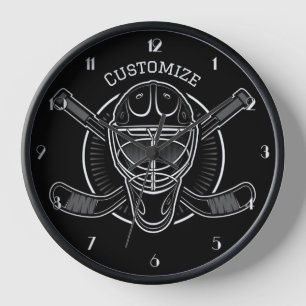 Black And White Goalie Mask Clock