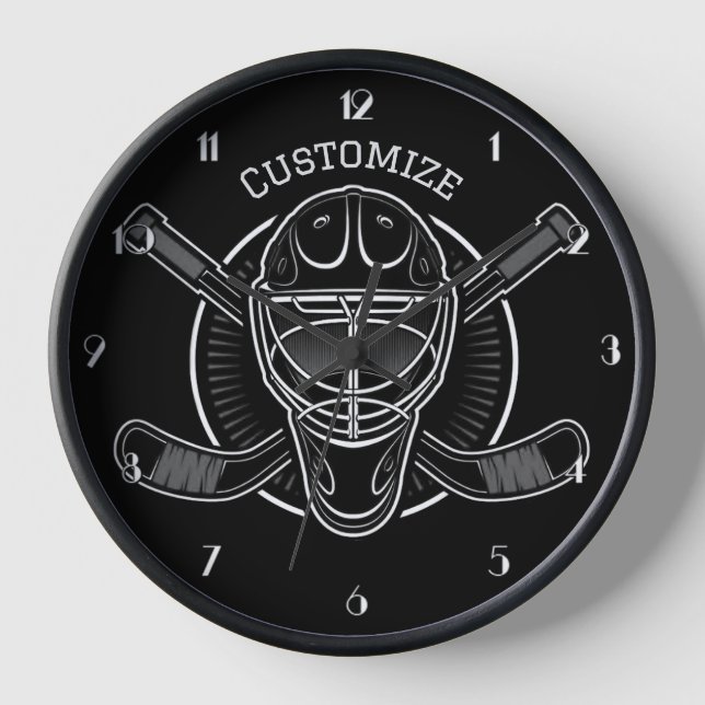 Black And White Goalie Mask Clock (Front)