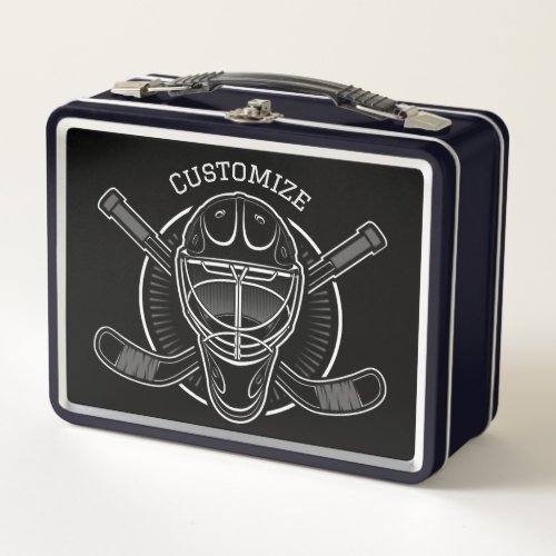 Black And White Goalie Mask Metal Lunch Box