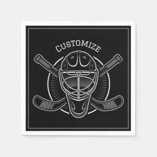 Black And White Goalie Mask Napkins