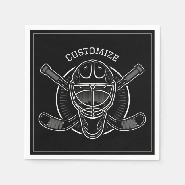 Black And White Goalie Mask Napkins (Front)