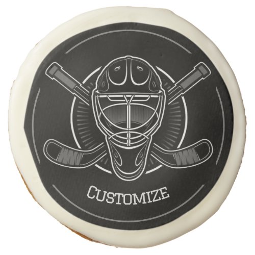 Black And White Goalie Mask Sugar Cookie