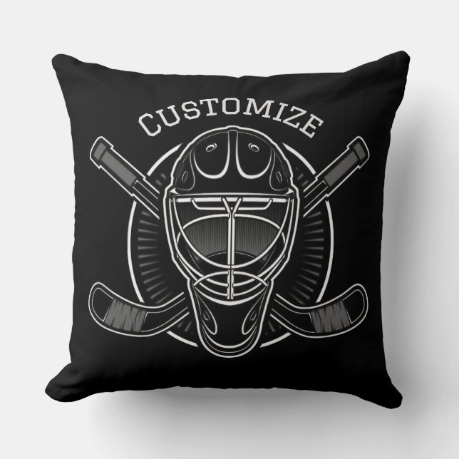 Black And White Goalie Mask Throw Pillow (Front)