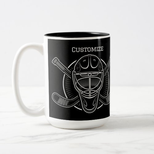 Black And White Goalie Mask Two_Tone Coffee Mug