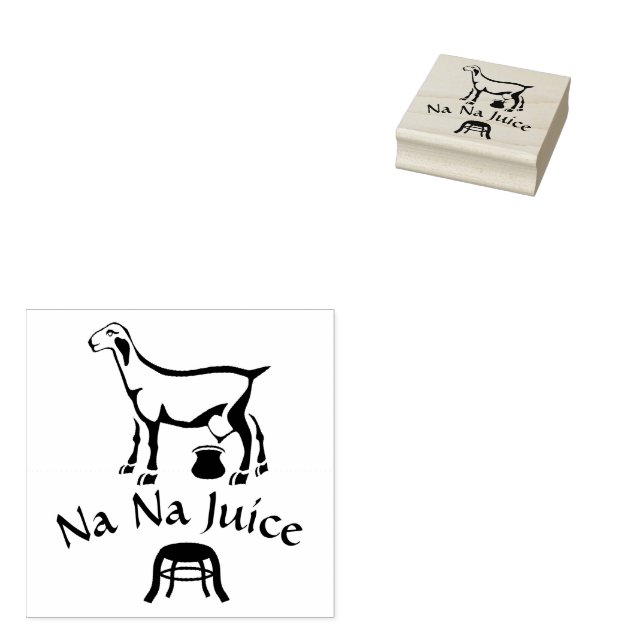 Black and White Goat Milking Stool Rubber Stamp (Stamped)