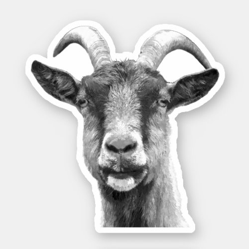 Black and White Goat Sticker