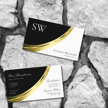 Black And White Gold Decor With Monogram Modern Business Card by Your_Favorite at Zazzle