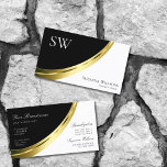 Black And White Gold Decor With Monogram Modern Business Card at Zazzle