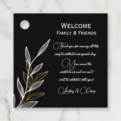 Black and White Gold Leaf Gift Tag