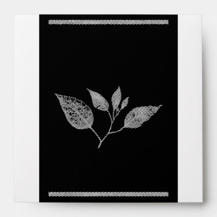 Black and white gold leaf wedding invitations envelope