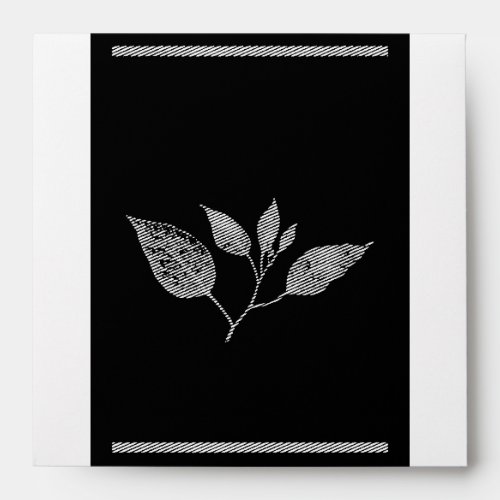 Black and white gold leaf wedding invitations  envelope