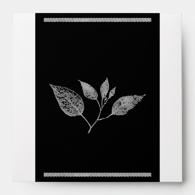 Black and white gold leaf wedding invitations  envelope (Front)