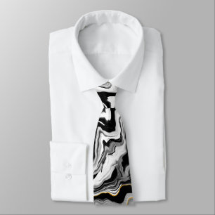 Black and white, gold marble Neck Tie