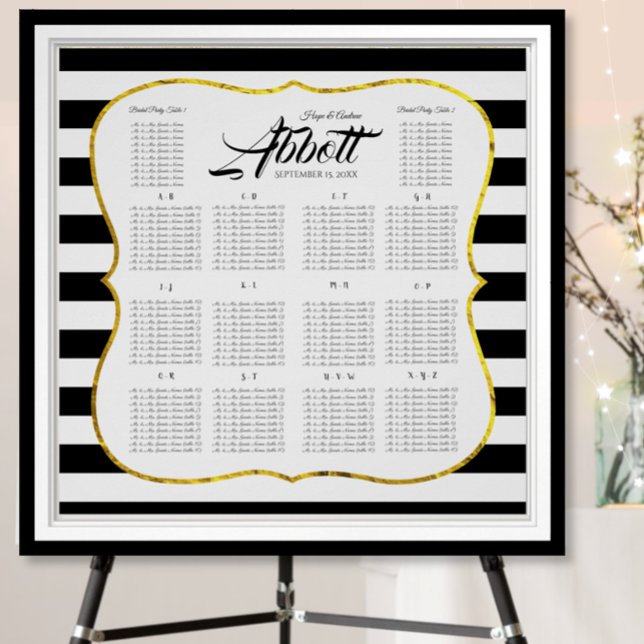 Black and White Gold Seating Chart Alphabetical (Creator Uploaded)