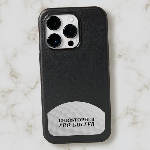 Black and White Golf Ball Pro Golfer Name Sports iPhone 15 Pro Case