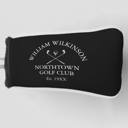 Black And White Golf Club And Member Name Golf Head Cover
