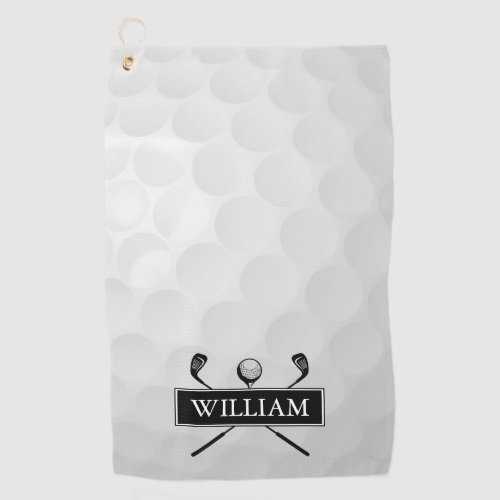 Black And White Golf Clubs Ball Custom Name Golf Towel