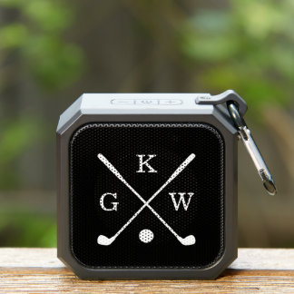 Black and White Golf Clubs Monogram Bluetooth Speaker
