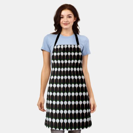 Black and White Golf Lovers Pattern Apron