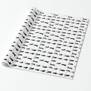 Black and white golf poses golfer men golfing wrapping paper