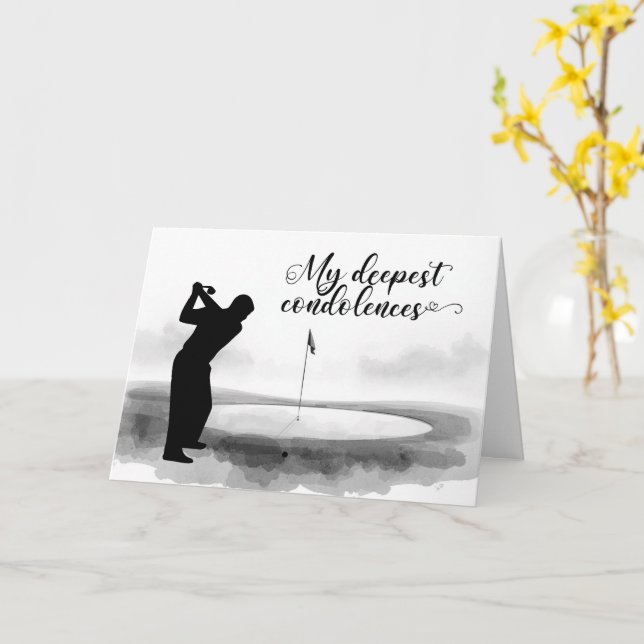 Black and White Golf Sympathy Card Sorry  (Yellow Flower)