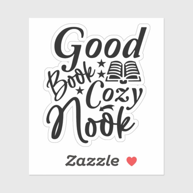Black and White Good Book Cozy Nook  Sticker (Sheet)