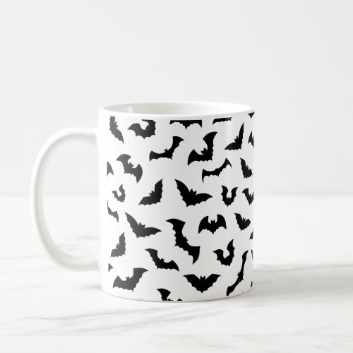 Black and white goth flying bats coffee mug