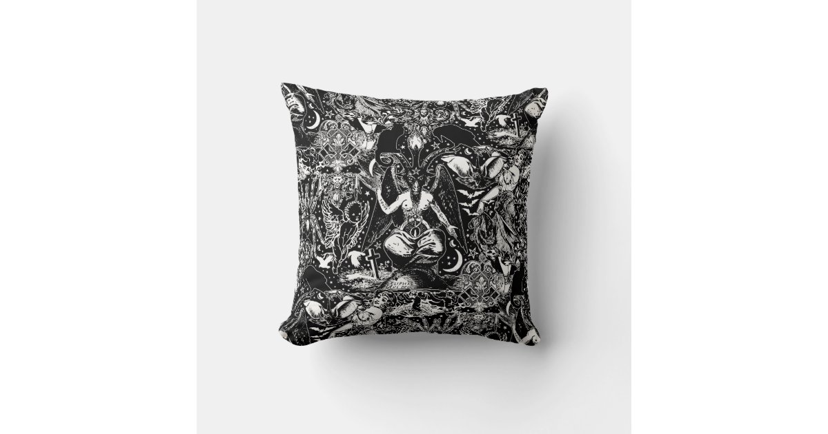 Black and White Goth Witchcraft Baphomet Gothic Throw Pillow | Zazzle