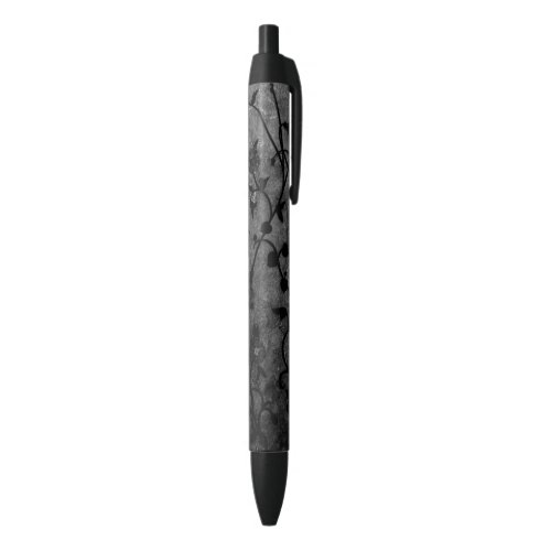 Black and White Gothic Antique Floral Black Ink Pen