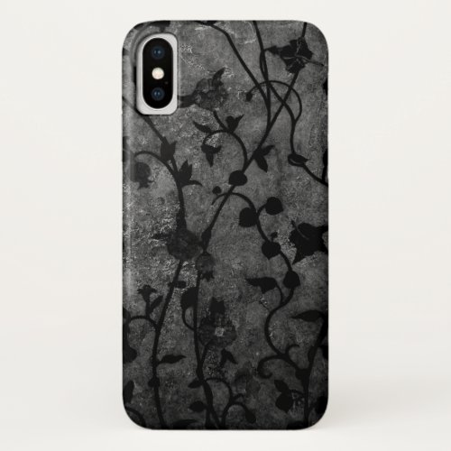 Black and White Gothic Antique Floral iPhone X Case