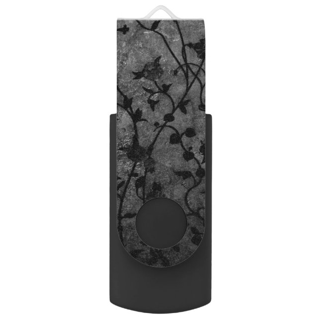 Black and White Gothic Antique Floral Flash Drive (Front Vertical)