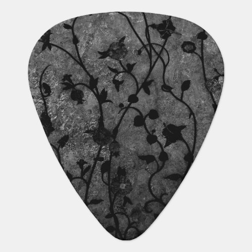 Black and White Gothic Antique Floral Guitar Pick