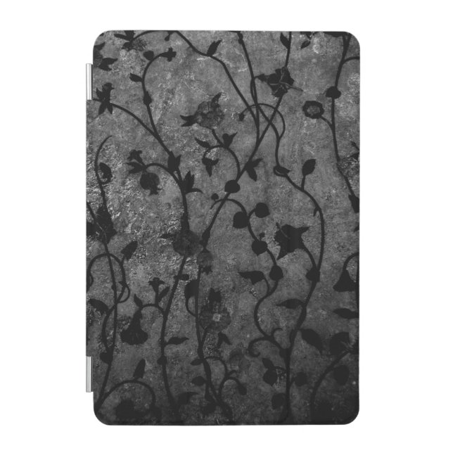 Black and White Gothic Antique Floral iPad Mini Cover (Front)