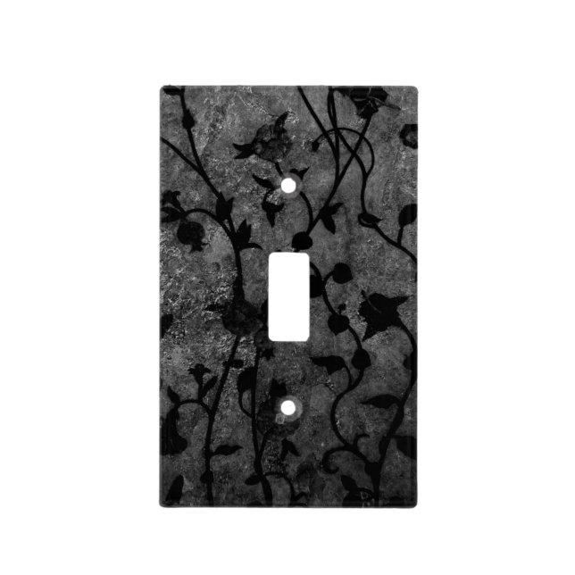 Black and White Gothic Antique Floral Light Switch Cover (Front)