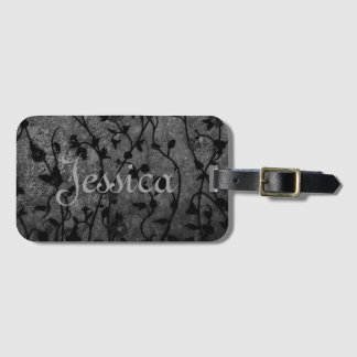 Black and White Gothic Antique Floral Luggage Tag