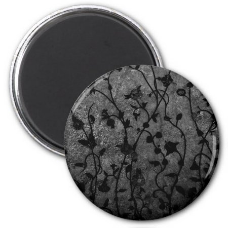 Black And White Gothic Antique Floral Magnet